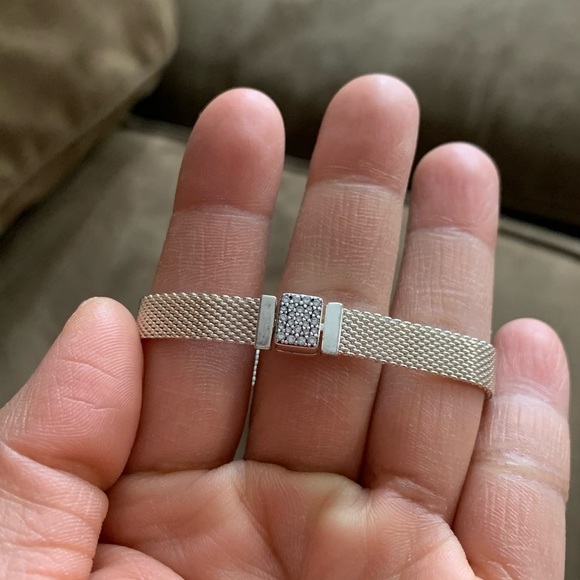 Pandora Reflexions Mesh Sparkling Clasp Bracelet Jewelry EUC - Picture 2 of 8